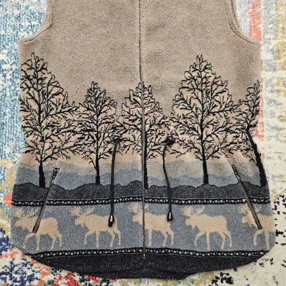 Vintage Black Diamond Woodsy Moose Print Fleece Vest Size XL Made In USA - Picture 4 of 7